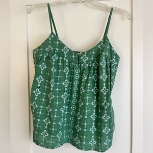Women’s Lucky Brand Green/White Eyelit Spaghetti Strap Tanktop